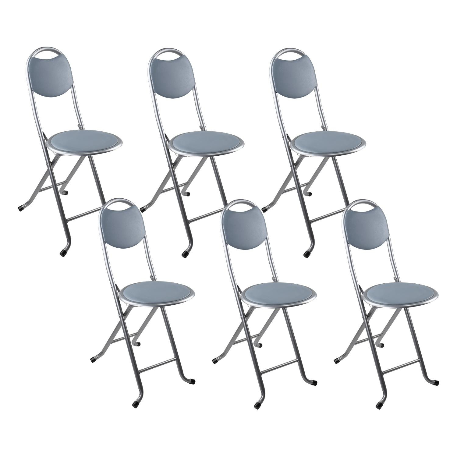 Pack 6 Taburetes Plegables con Respaldo 32x36x73.5cm 7house Taburetes 1